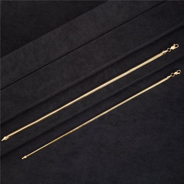 Solid Gold Herringbone Chain Necklace