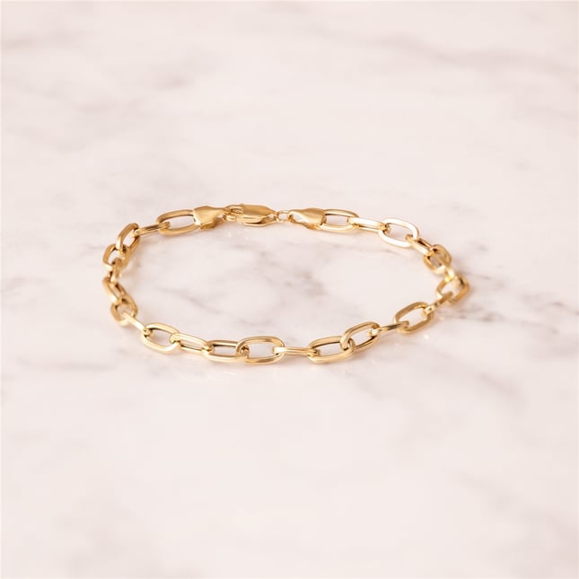 Oval Paperclip Chain Paperclip Chain Solid Gold Bracelet