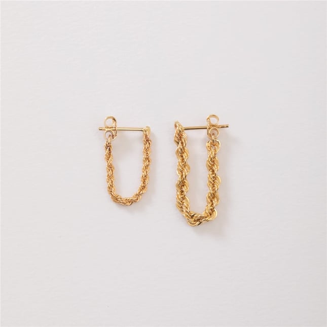 Rope Chain Stud Solid Gold Earring