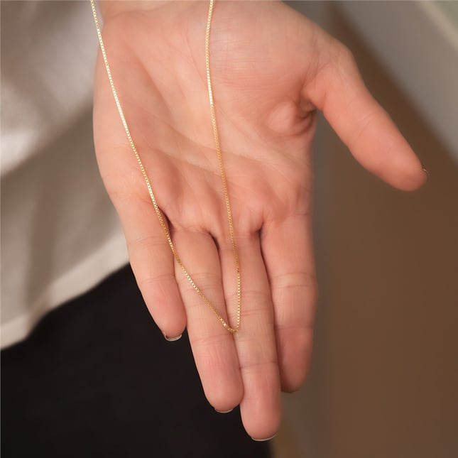 Box Chain Solid Gold Necklace