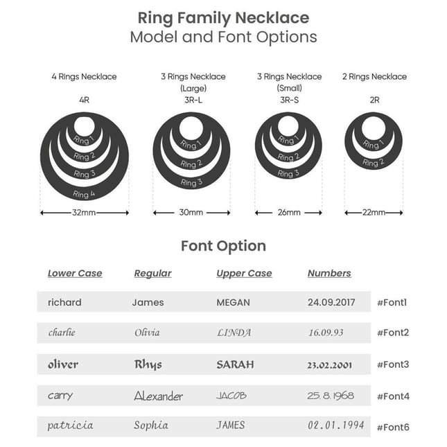 Engraved Custom Engraved Family Name Ring Solid Gold Necklace
