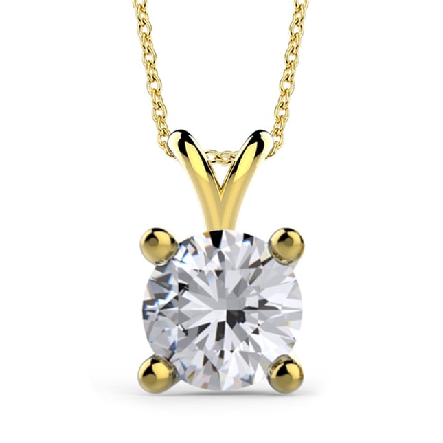 CZ Solitaire Solid Gold Necklace