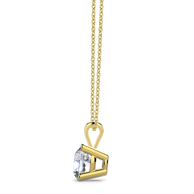 CZ Solitaire Solid Gold Necklace