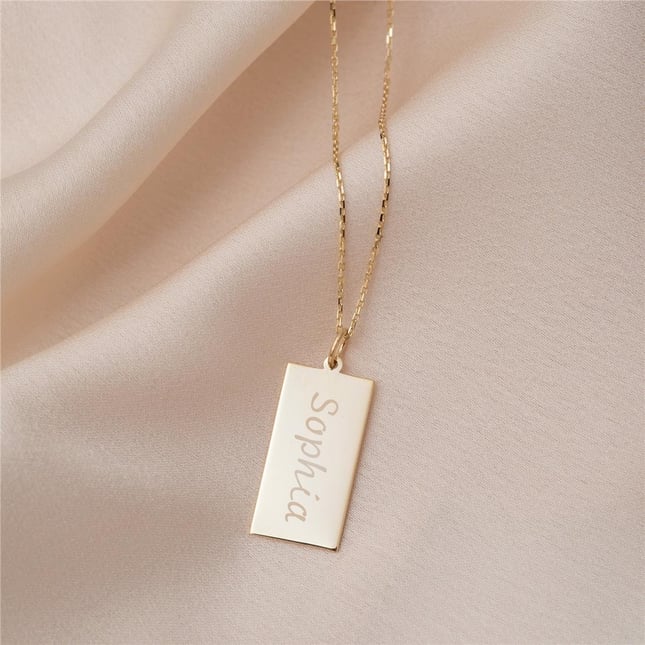 Heart Engraved Solid Gold Necklace