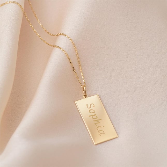 Heart Engraved Solid Gold Necklace