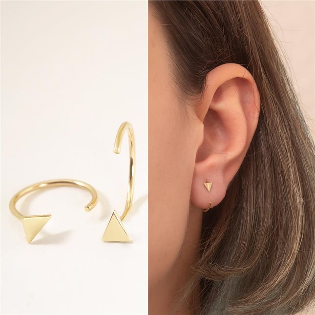 Triangle Hoop Solid Gold Earring
