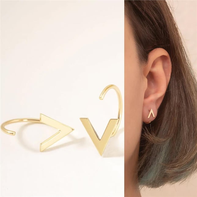 Triangle Hoop Solid Gold Earring