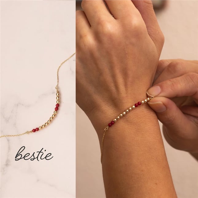 Morse Code Turquoise Pear Coral Solid Gold Necklace