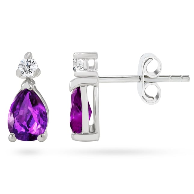 Goldstore-Ametist 0.12 ct. Pırlanta Küpe