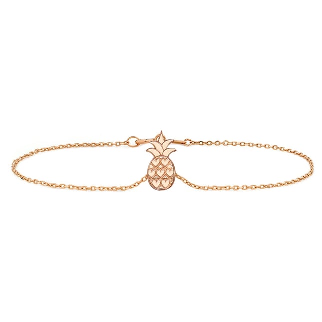 Heart Pineapple Solid Gold Bracelet