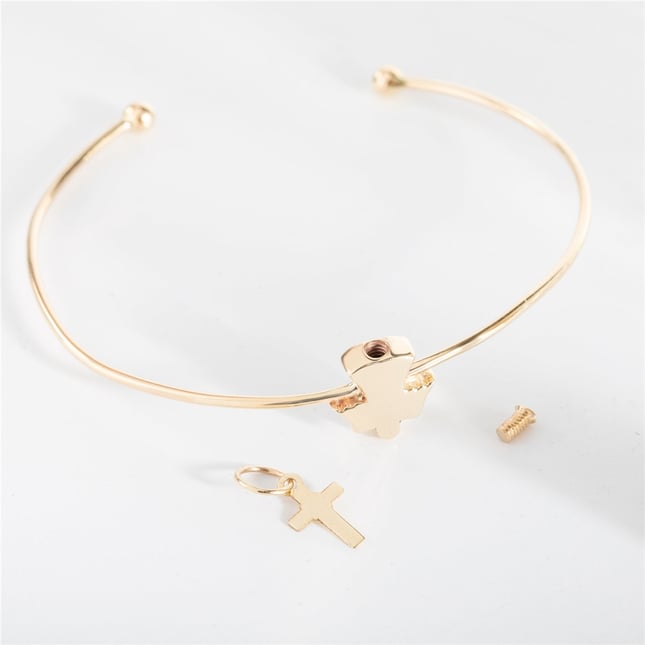 Cremation Angel Initial Solid Gold Bracelet
