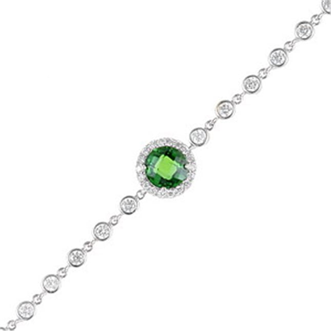 CZ Halo Tennis Solid Gold Bracelet