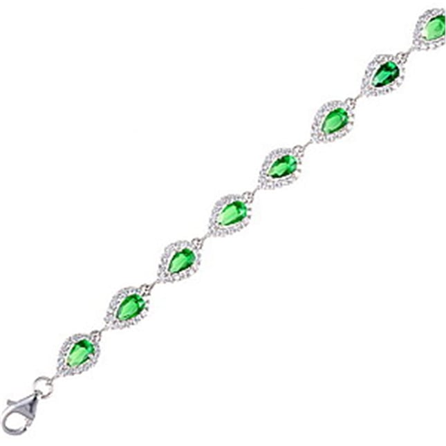 Pear CZ Halo Tennis Solid Gold Bracelet