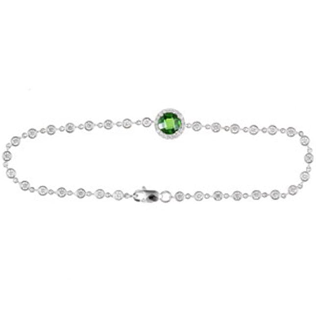 CZ Halo Tennis Solid Gold Bracelet
