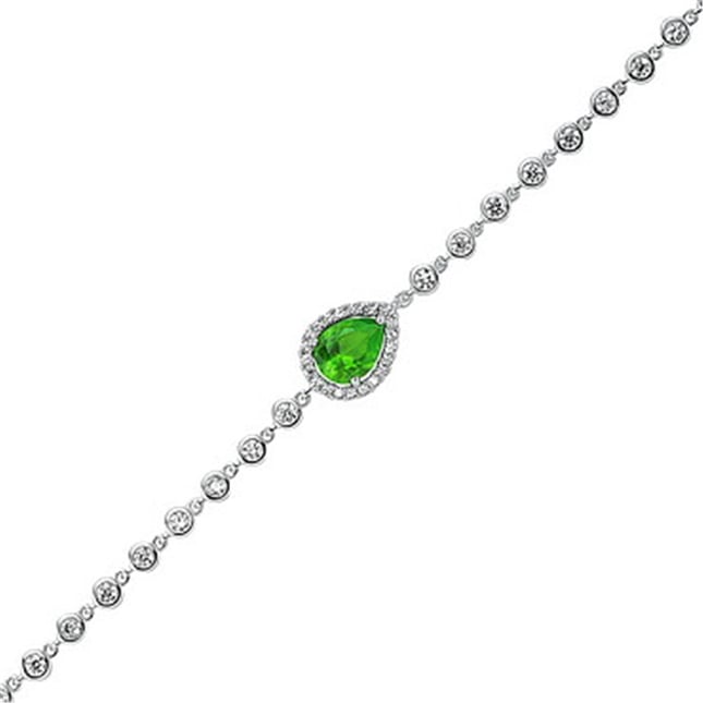 Pear CZ Halo Tennis Solid Gold Bracelet