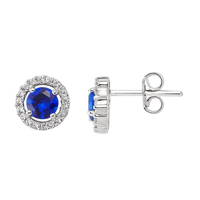 CZ Halo Stud Solid Gold Earring