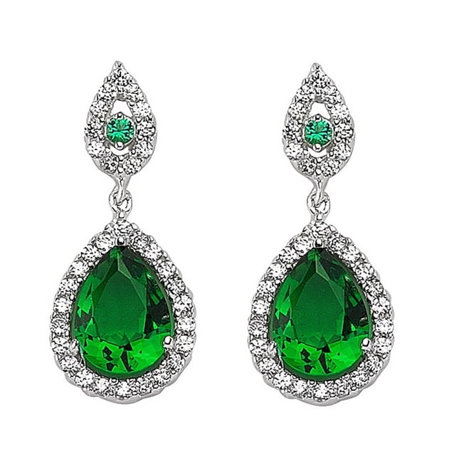 Pear CZ Halo Solid Gold Earring