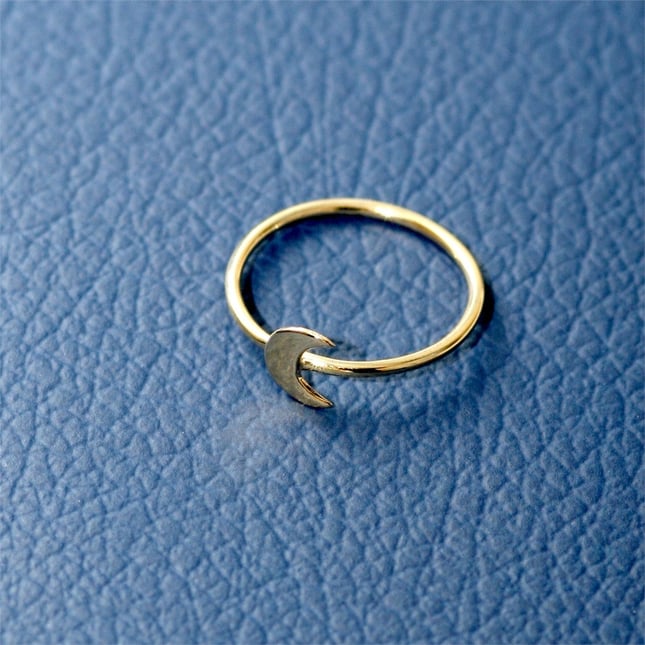 Crescent Moon Solid Gold Ring