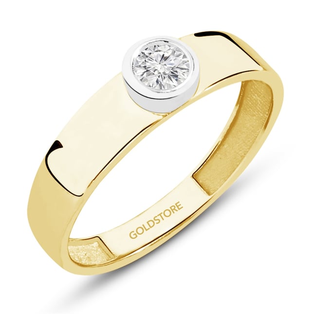 CZ Solitaire Solid Gold Ring