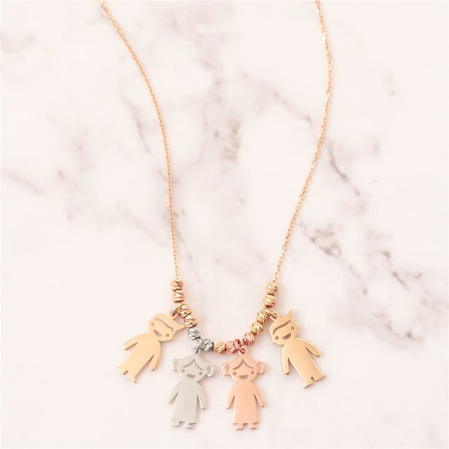 Personalized Solid Gold Family Necklace