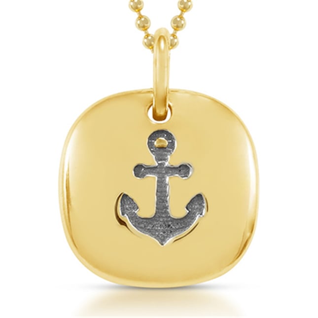 Anchor Bead Ball Chain Solid Gold Necklace