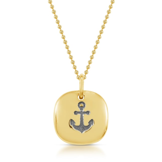 Anchor Bead Ball Chain Solid Gold Necklace