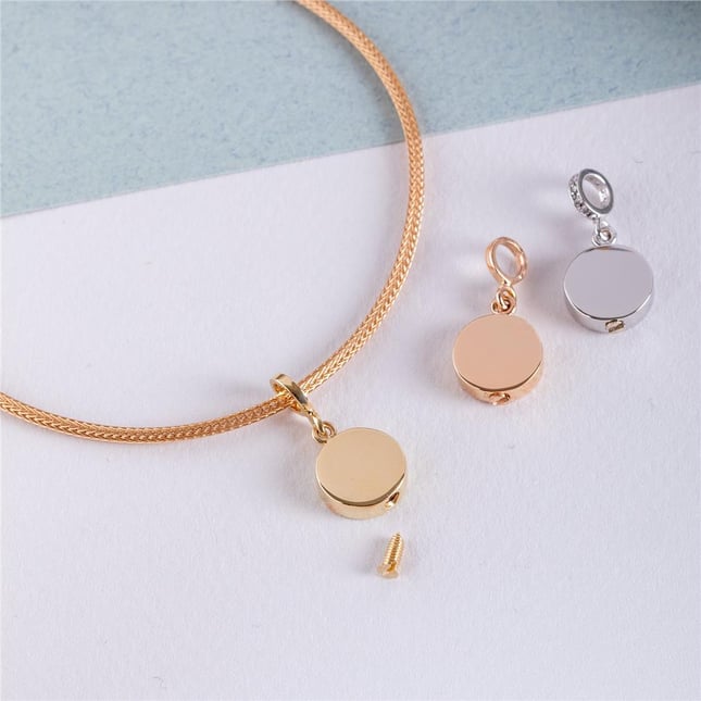 CZ Cremation Key Circle Cross Initial Paw Initial Solid Gold Charm