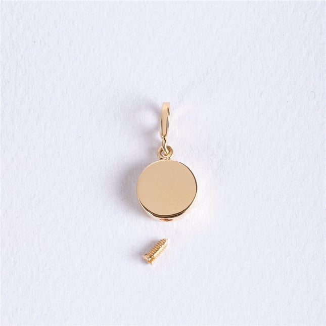 CZ Cremation Key Circle Cross Initial Paw Initial Solid Gold Charm