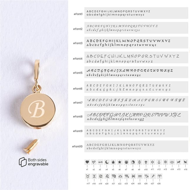 CZ Cremation Key Circle Cross Initial Paw Initial Solid Gold Charm