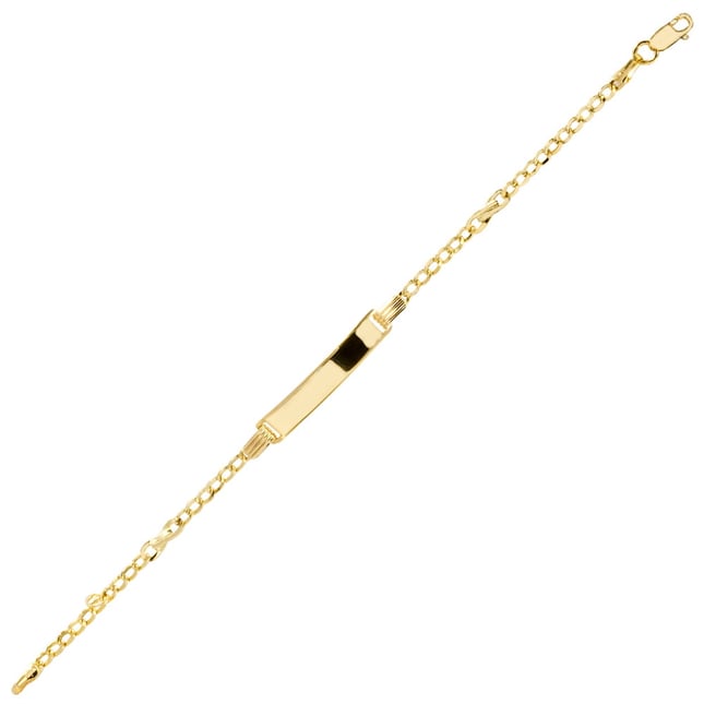 Engraved Curb Chain Personalized Nameplate Solid Gold ID Bracelet
