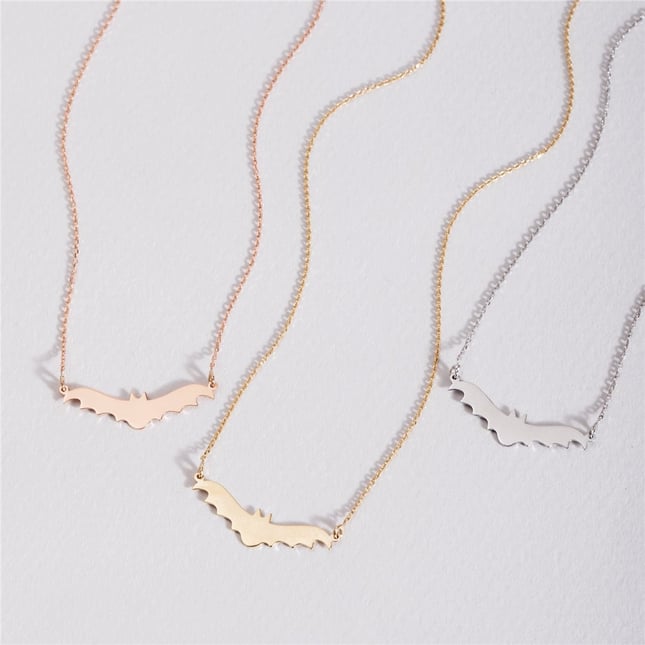 Bat Minimalist Gothic Solid Gold Necklace