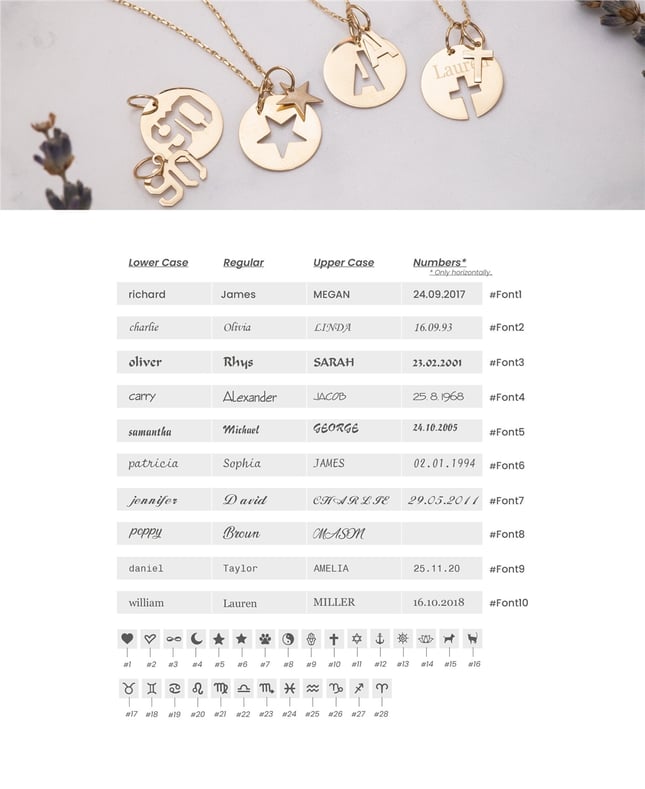 Star Cross Initial Letter Solid Gold Necklace