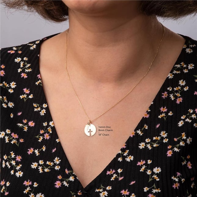 Star Cross Initial Letter Solid Gold Necklace