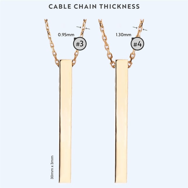 0.03 Ct Diamond Personalized 3D Bar Solid Gold Necklace