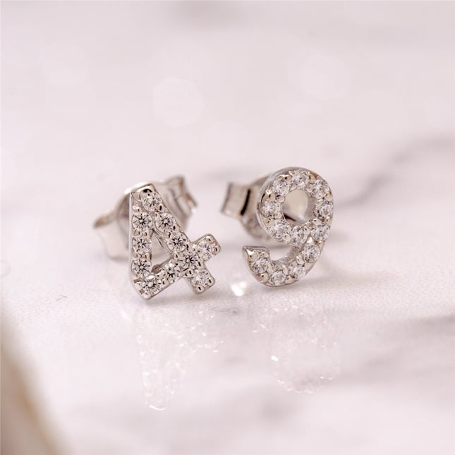 CZ Initial Letter Stud Solid Gold Earring
