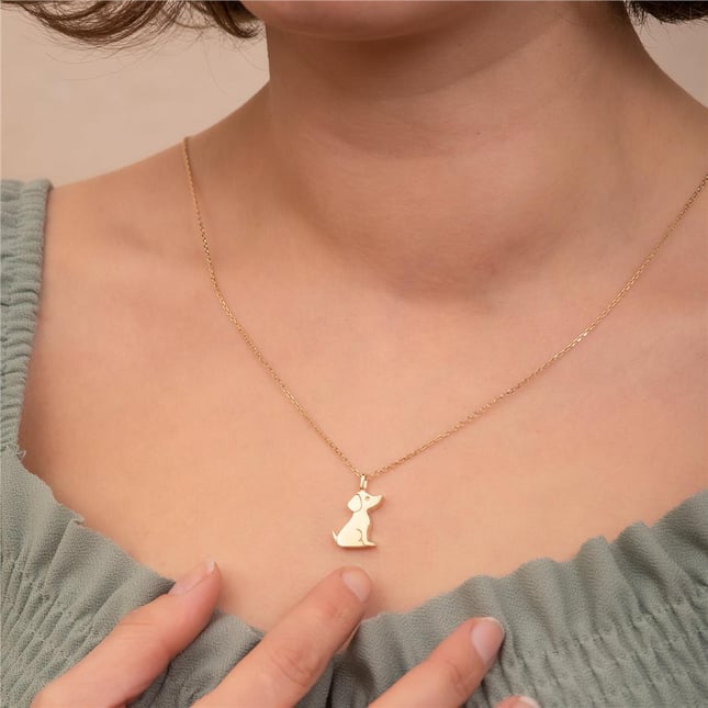 Cremation Cat Dog Solid Gold Necklace