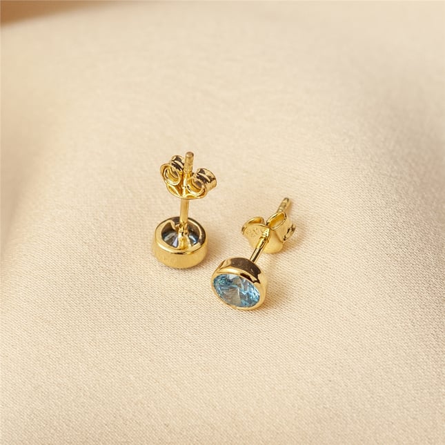 CZ Birthstone Stud Solid Gold Earring