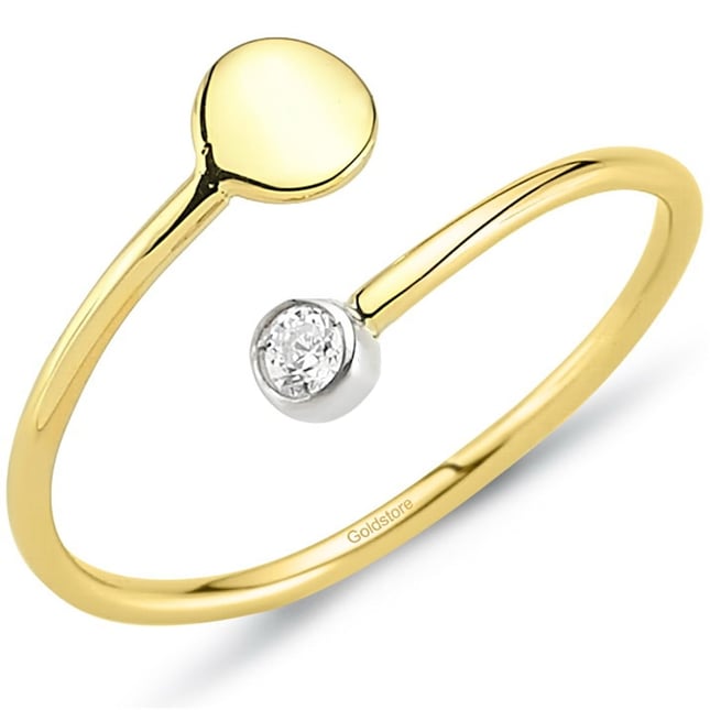 CZ Disc Bypass Solid Gold Ring