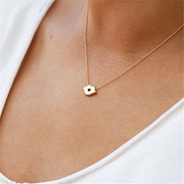 Lips Heart Solid Gold Necklace