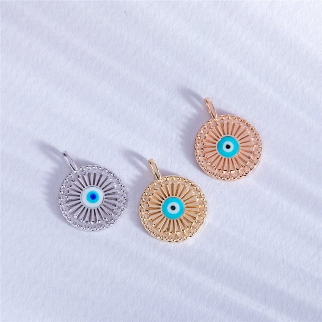 Turquoise Evil Eye Solid Gold Necklace