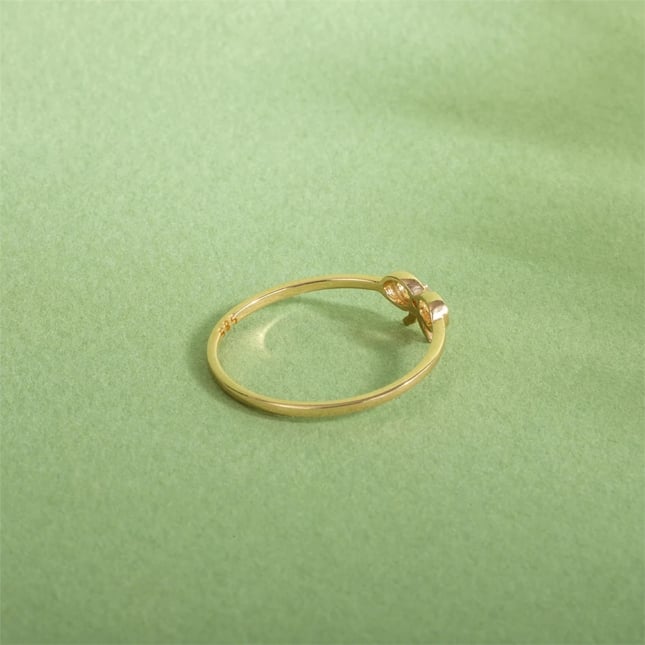 Bow Tie Ribbon Solid Gold Ring