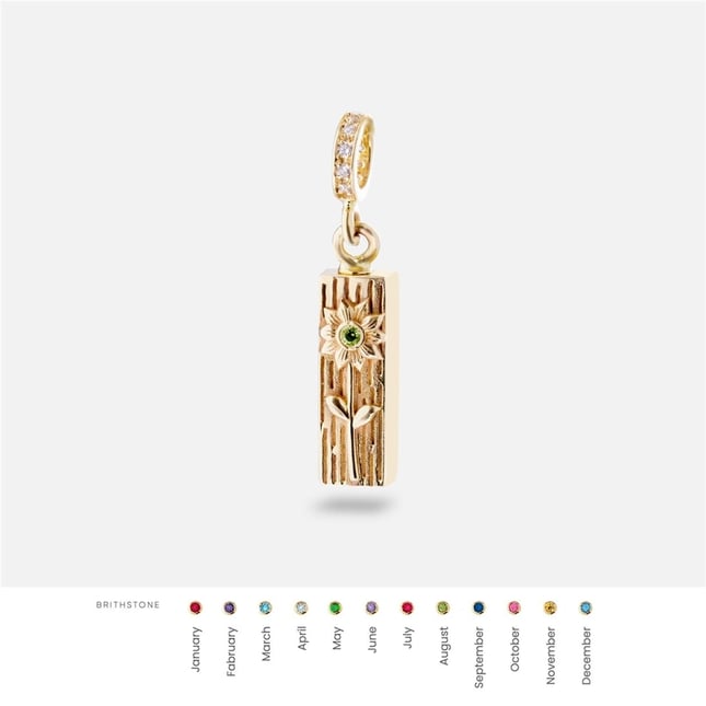 Cremation Engraved Personalized Floral Hawaiian Bar Solid Gold Necklace