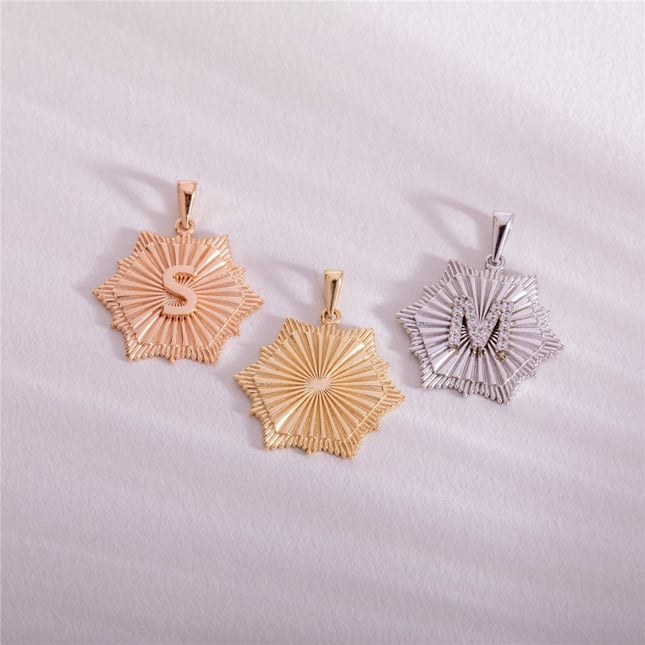 Hexagon Custom Initial Solid Gold Necklace