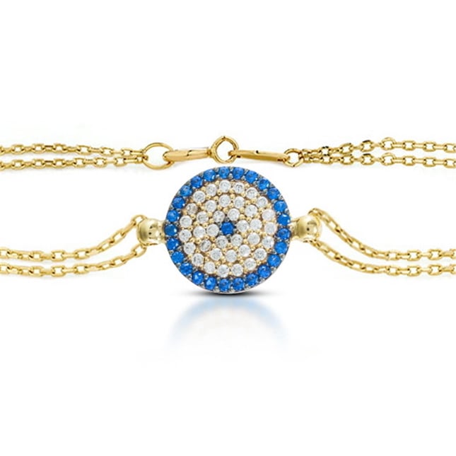 CZ Evil Eye Solid Gold Bracelet