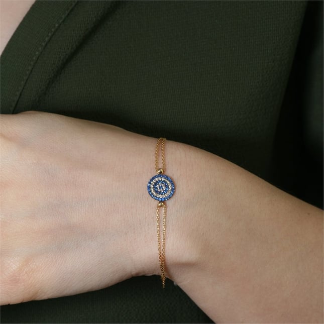 CZ Evil Eye Solid Gold Bracelet