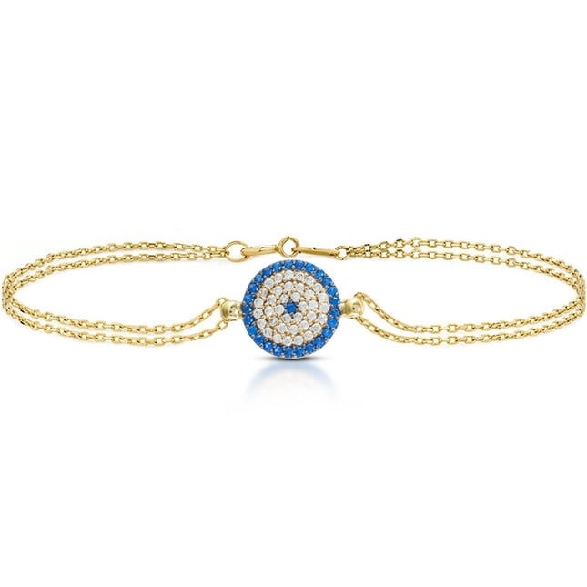 CZ Evil Eye Solid Gold Bracelet
