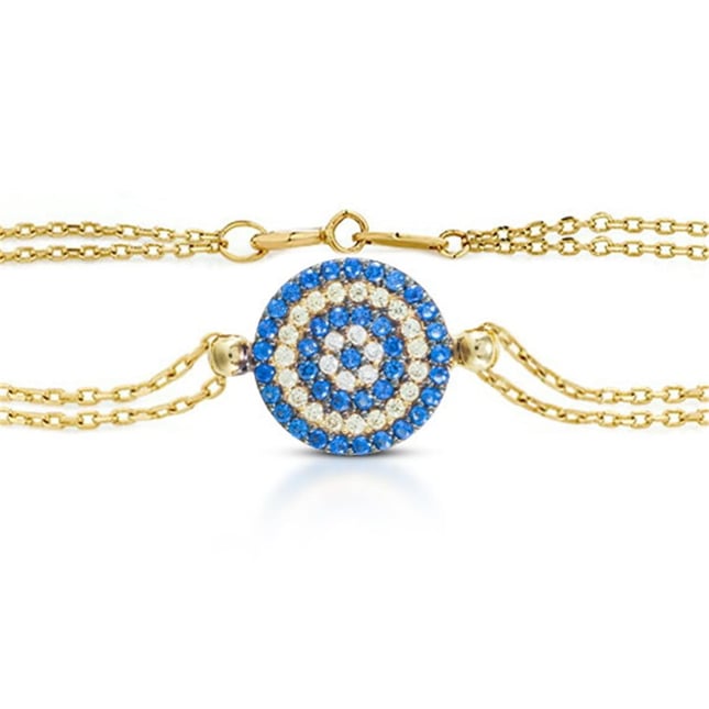 CZ Evil Eye Solid Gold Bracelet