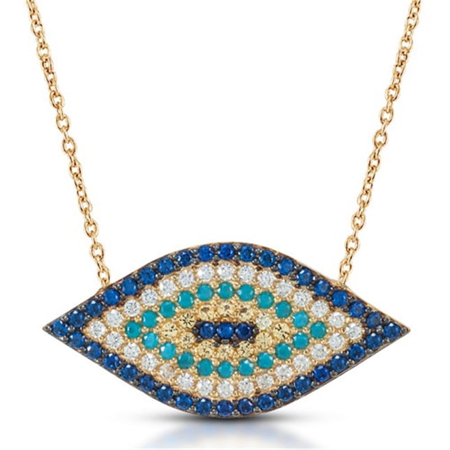 Marquise CZ Evil Eye Solid Gold Necklace