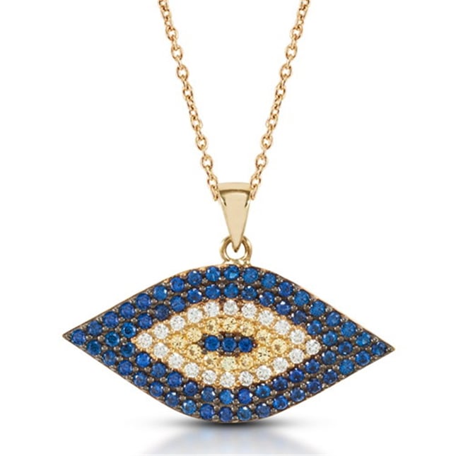 Marquise CZ Evil Eye Solid Gold Necklace