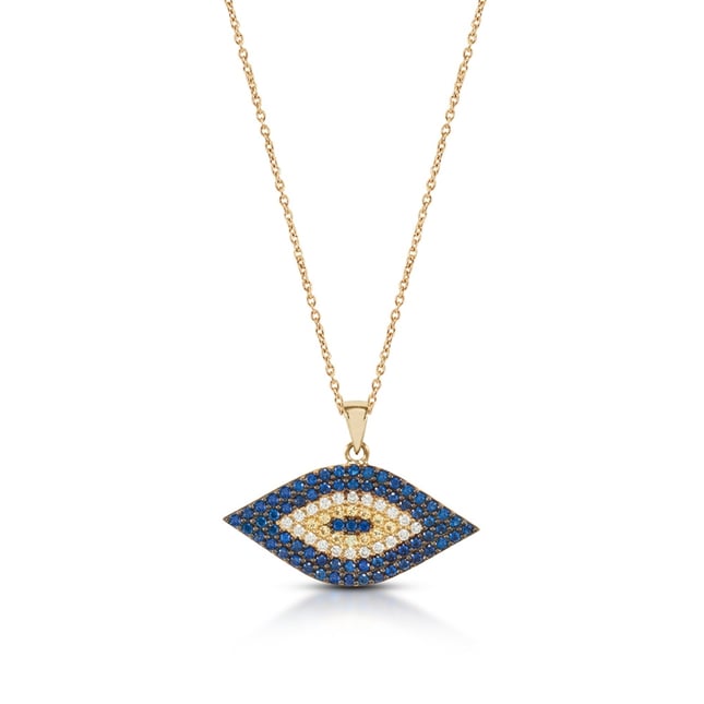 Marquise CZ Evil Eye Solid Gold Necklace